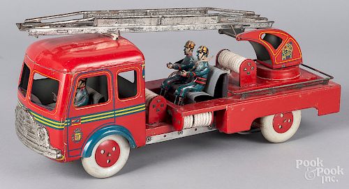 Charles Rossignol tin litho wind-up fire truck