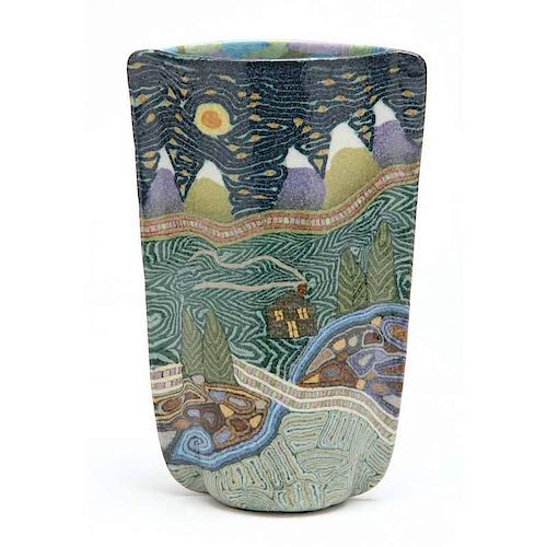 NC Art Pottery, Jane Peiser, Angular Vase