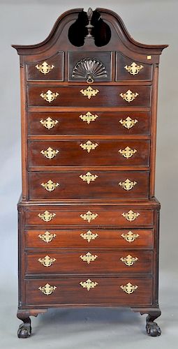 Mahogany chest on chest in two parts, late 19th to early 20th century