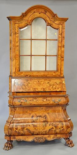 Reproduction inlaid desk, late 20th century (no shelves). ht. 84in., wd. 34in.