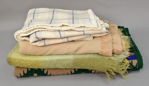 Four blankets including lambswool by Eskimo, Beaver State wool Indian blanket from Pendleton Wobler Mills, Scotch House