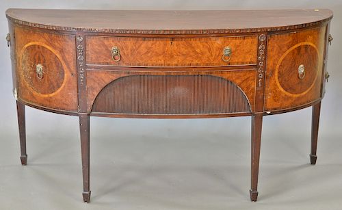 George III style mahogany sideboard, rounded with doors and drawers