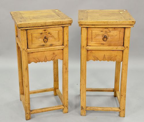 Pair of Chinese one drawer stands. ht. 34in., top: 17" x 17"