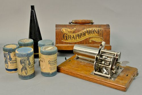 The graphophone with horn, Columbia. ht. 6in., wd. 11 1/2in.