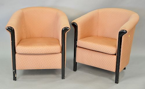 Pair upholstered club chairs.