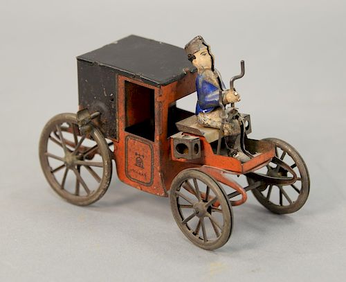 Tin wind up toy 1897-Lehmann "Motor Car Kutsche" Engl Patent. lg. 7 1/2in.