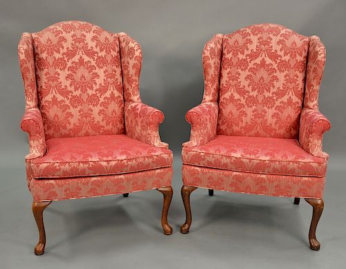 Pair of Sherrill Queen Anne style wing chairs.