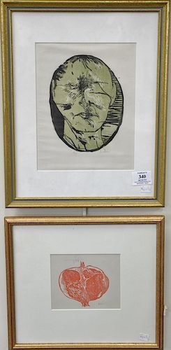Two Leonard Baskin (1922-2000), lithographs, (Artist Proof Portrait) and (Pomegranate) both pencil signed, 4 1/2" x 5 1/2", 9 1/2" x...