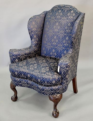 Sherril Chippendale style wing chair with ball and claw feet.