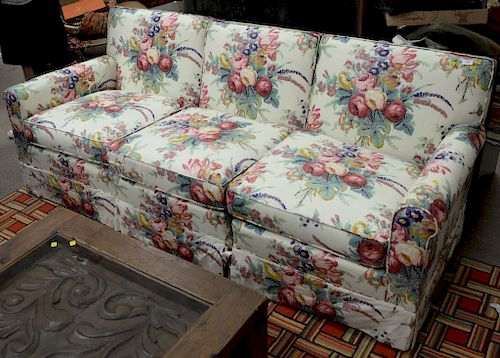 Six piece sectional sofa with four ends and two centerpieces, upholstered in custom floral upholstery. wd. 81in.