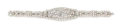 * An Art Deco Platinum and Diamond Bracelet, 23.50 dwts.