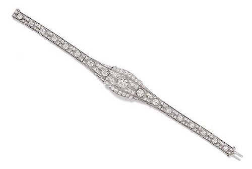 A Late Edwardian Platinum and Diamond Bracelet, Tiffany & Co., 13.40 dwts.