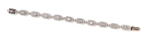 * An Art Deco 14 Karat White Gold and Diamond Bracelet, Bippart, Griscom & Osborn, 6.80 dwts.