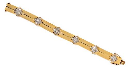 A Yellow Gold and Diamond Bracelet, 37.20 dwts.