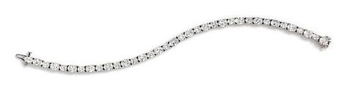 A Platinum and Diamond Line Bracelet, 13.05 dwts.