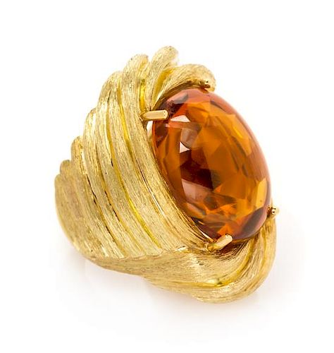 An 18 Karat Yellow Gold and Citrine Ring, Henry Dunay, 19.35 dwts.
