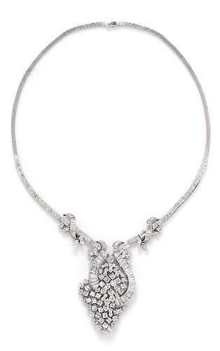 A White Gold and Diamond Necklace, 41.10 dwts.