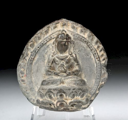 14th C. Tibetan Ceramic Disc - Medicine Buddha