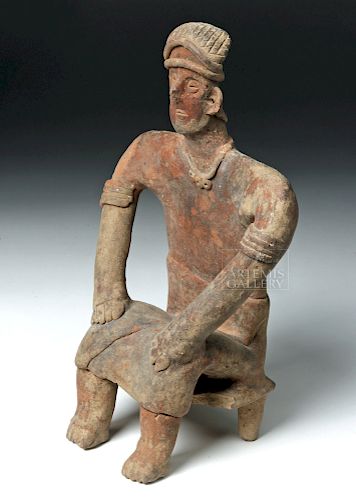 Huge / Rare Colima Pottery Seated Flat Figure