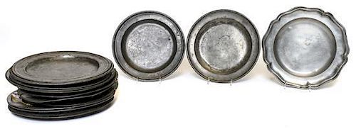 A Collection of Pewter Table Articles, Diameter of largest 14 7/8 inches.