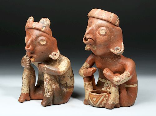 Nayarit Bichrome Pottery Seated Figures (pr)