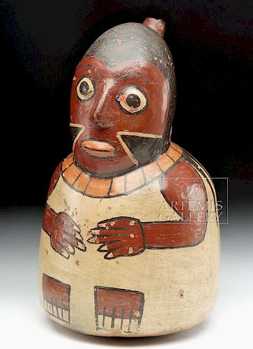 Nazca Polychrome Figural Vessel - Seated Man
