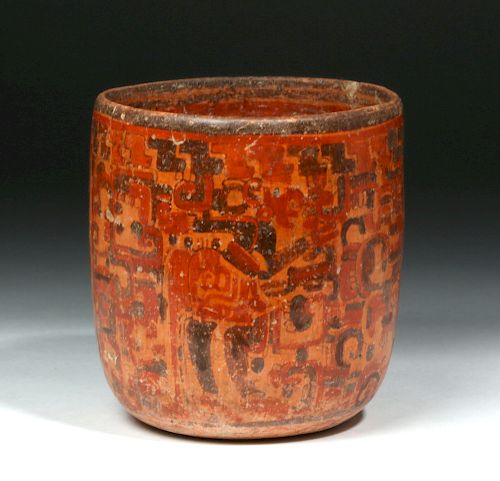 Mayan Ulua Valley Polychrome Cylinder - Standing Lords