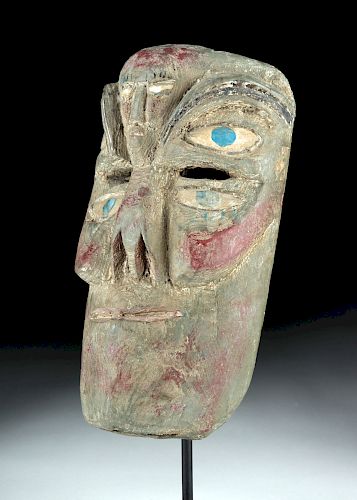 20th C. Pacific Northwest Inuit Painted Wood Face Mask