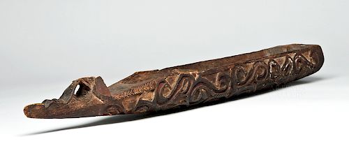 20th C. Asmat Carved / Painted Wood Boat Prow (Wuramon)