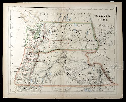 Map of Washington & Oregon Territories, 1857