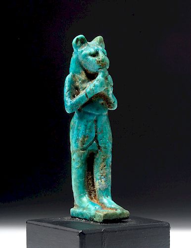 Miniature Egyptian Faience Statuette of Maahes