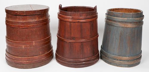 3 Antique Shaker Firkin/Buckets