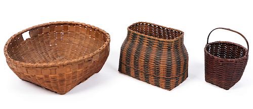 3 Antique Splint Baskets