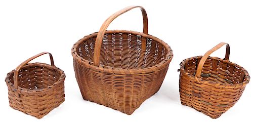 3 Antique Gathering Baskets
