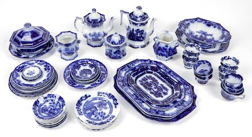 Estate Collection of Antique Ironstone Flow Blue Items