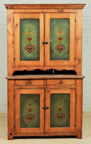 Antique American Painted Chest in 2 Parts
