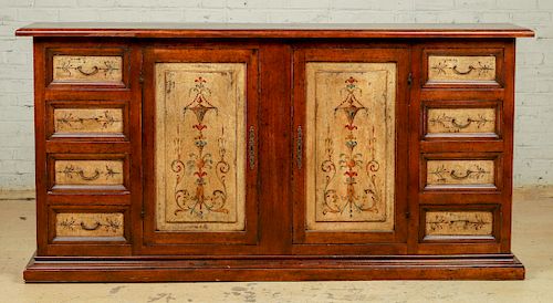 Large Old Paint Decorated Cabinet