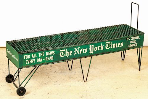 Old New York Times Painted Metal Display Stand