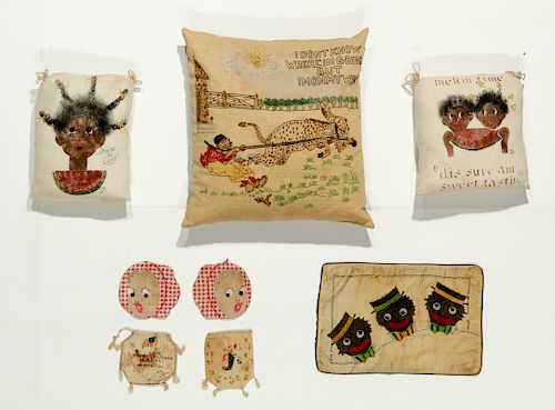 8 Pc. Collection of Folk and Black Americana Textile Items