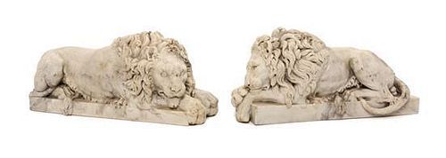 A Pair of Italian Marble Sculptures Width 13 inches.