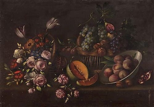 Artist Unknown, (Spanish, 20th Century), Still Life with Fruits and Flowers