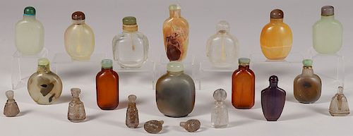 A GROUP OF 18 CHINESE CARVED SNUFF BOTTLES