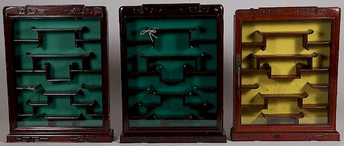 THREE FINE WOODEN CHINESE DISPLAY CASES
