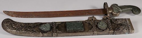 AN IMPRESSIVE CHINESE JADE MOUNTED SWORD