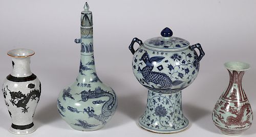 FOUR CHINESE PORCELAIN VESSELS