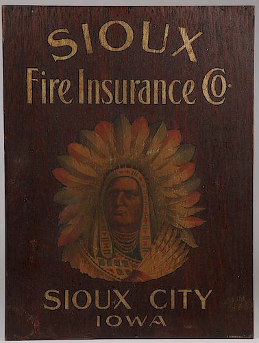 RARE SIOUX FIRE INSURANCE CO ADVERTISING SIGN