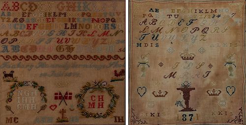 A PAIR OF EMBROIDERED SAMPLERS