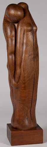 AN AMERICAN CARVED WALNUT EARLY MODERN SCULPTURE
