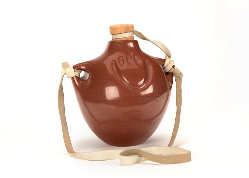 Mary Archuleta , Red Ceramic Canteen with Handles