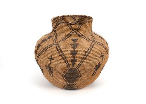 Apache , Pictorial Olla Shaped Basket